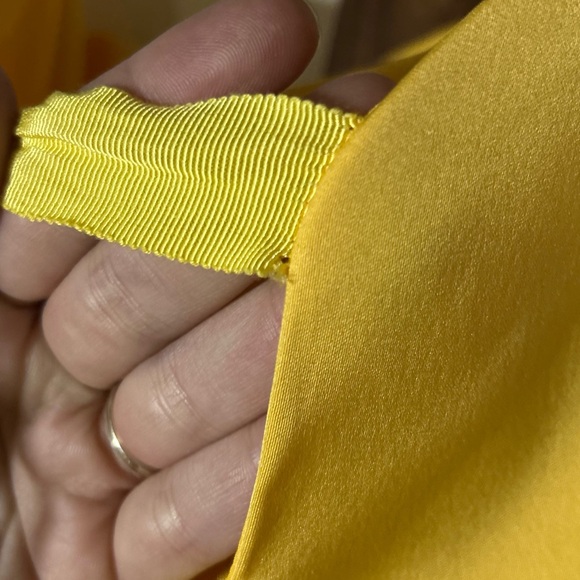 Zac Posen Strapless Yellow Satin Gown, Tulip Like Skirt, Flawed, Size 12 - Picture 7 of 17